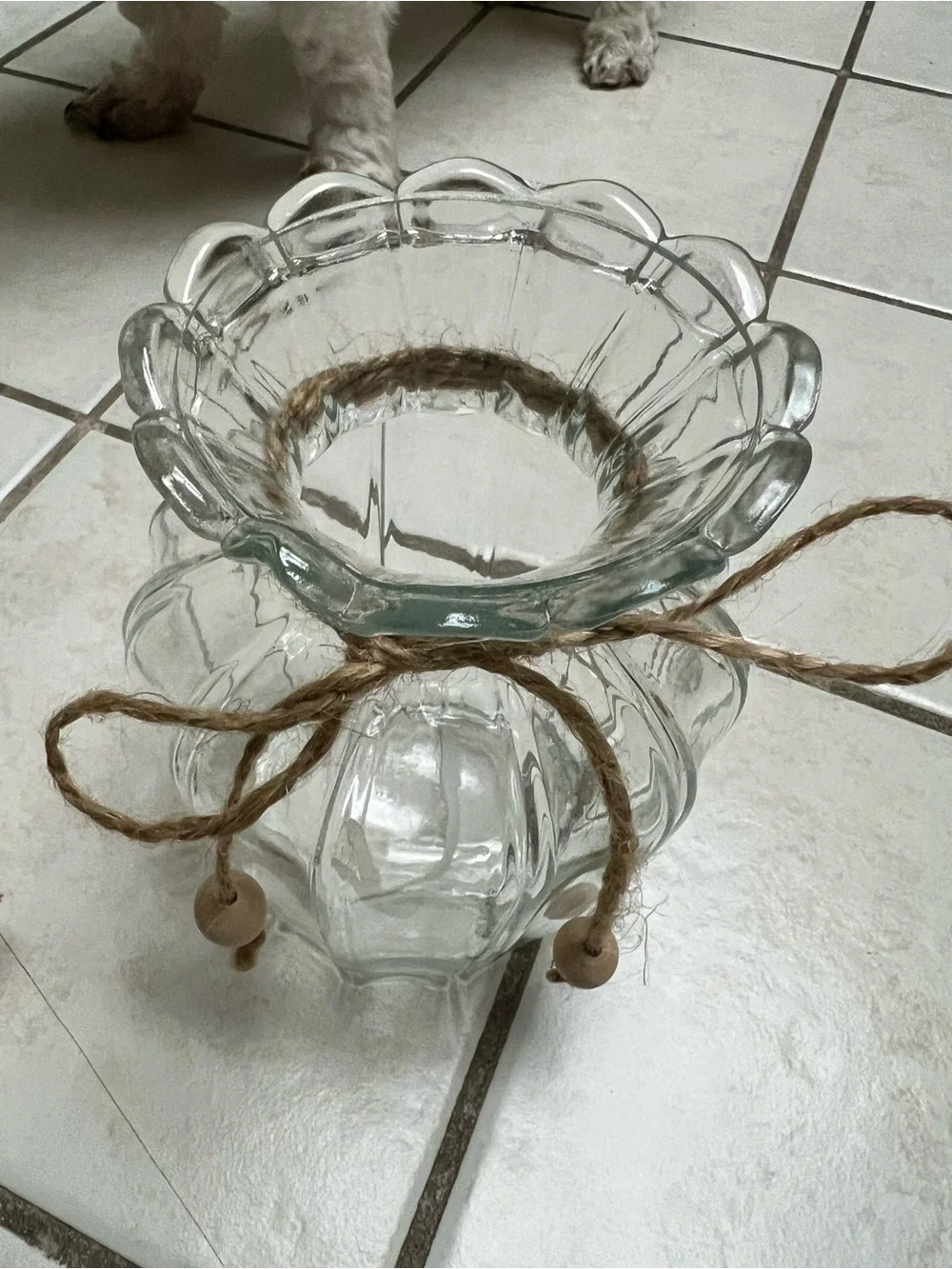 Artificial Cream and Peach Floral Arrangement in Glass Vase
